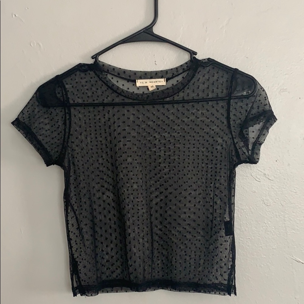Sheer polka dot shirt